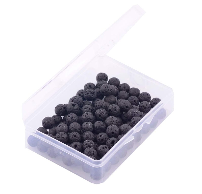 Cmidy Natural Stone Beads 100pcs 8mm Black Lava Round Genuine Stone Beading Loose Gemstone Hole 1mm DIY Beads for Essential Oil Yoga Bracelet Necklace Earrings Jewelry Making (Black Lava Stone Beads,8mm) - Image 4